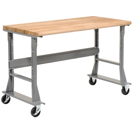 Global Industrial Mobile Workbench, 72 x 30in, Flared Leg, Maple Butcher Block Safety Edge 183979A